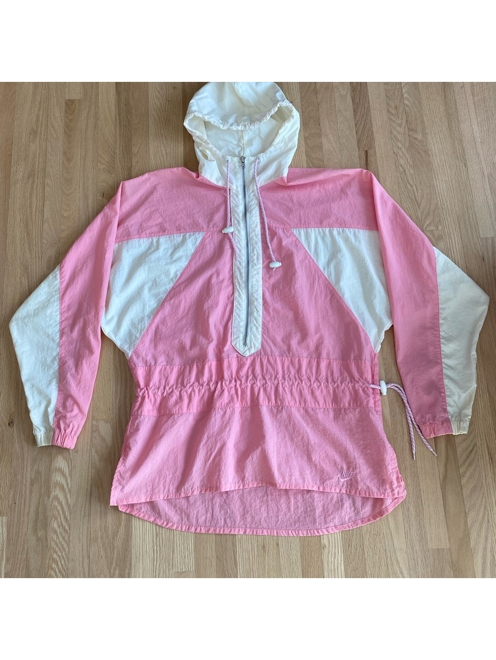 Vintage 80’s Nike hooded Gorpcore colorblock windbreaker anorak pink white small